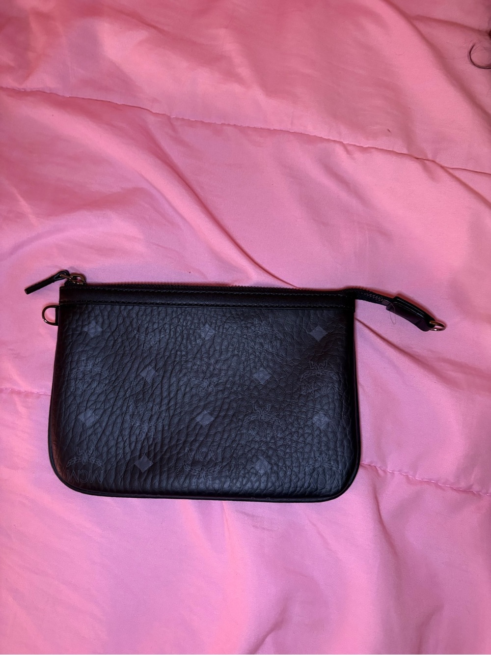 Mcm small pouch black no wristlet strap